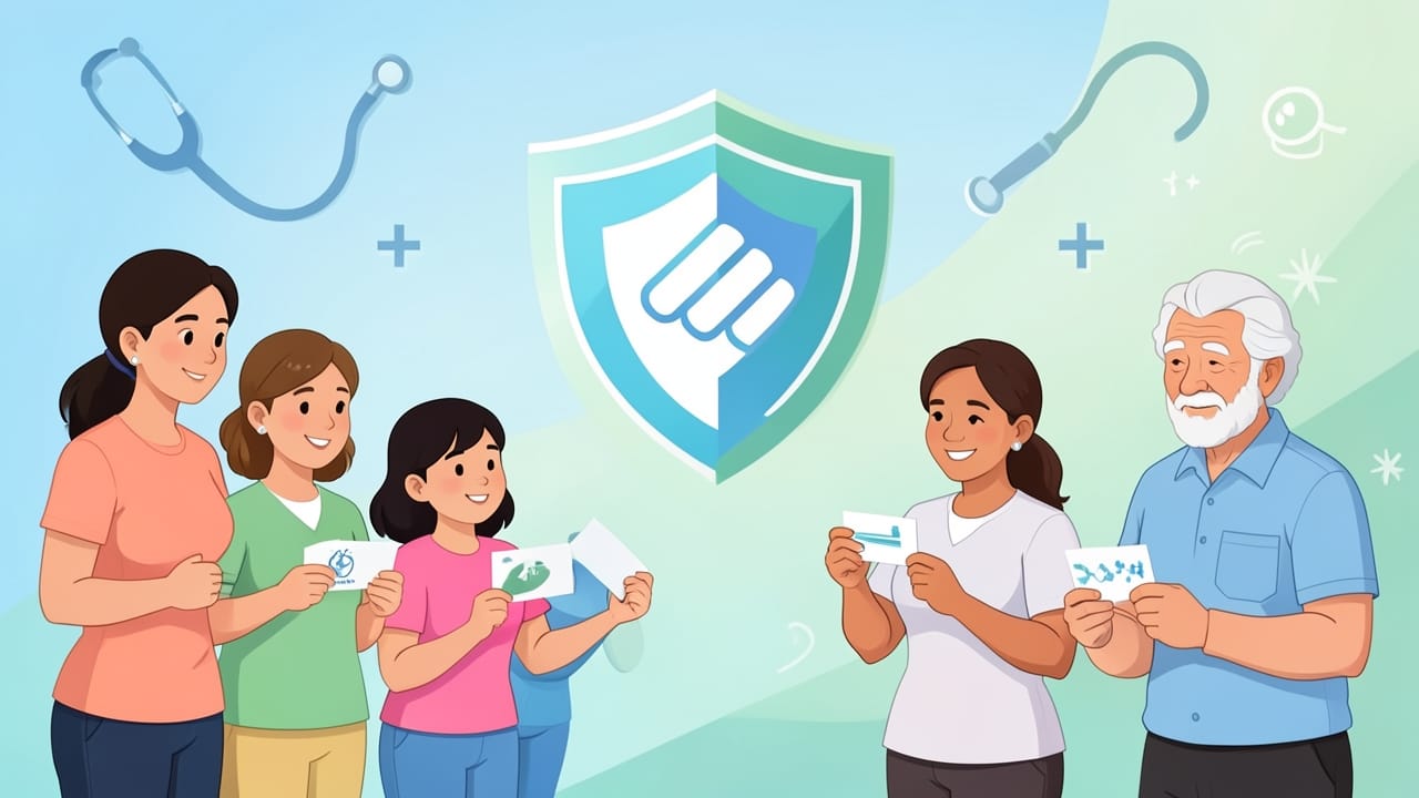 Diverse generations protected by vaccines, symbolizing lifelong immunization.