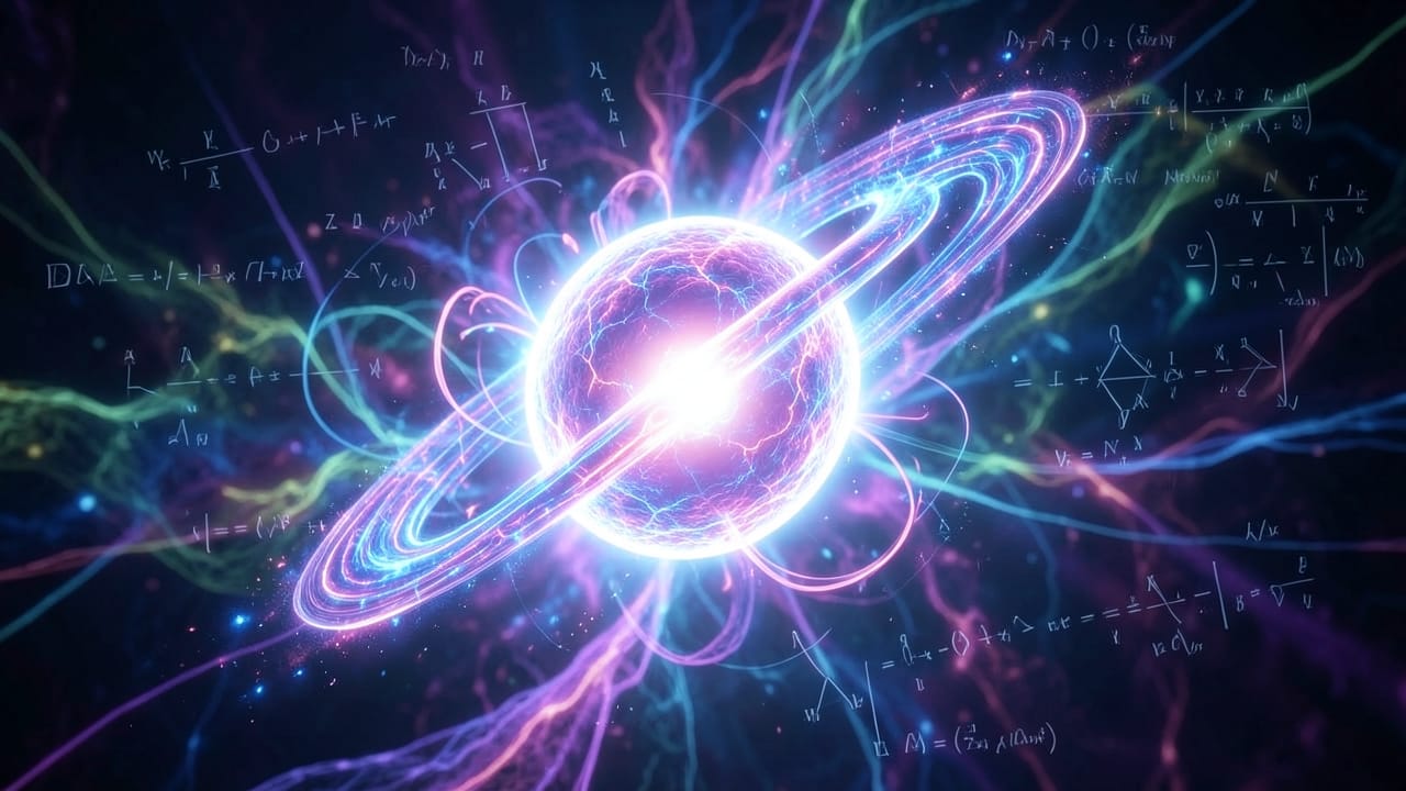 Glowing muon particle in quantum foam, representing advanced physics simulations. Glowing muon particle in quantum foam, representing advanced physics simulations.