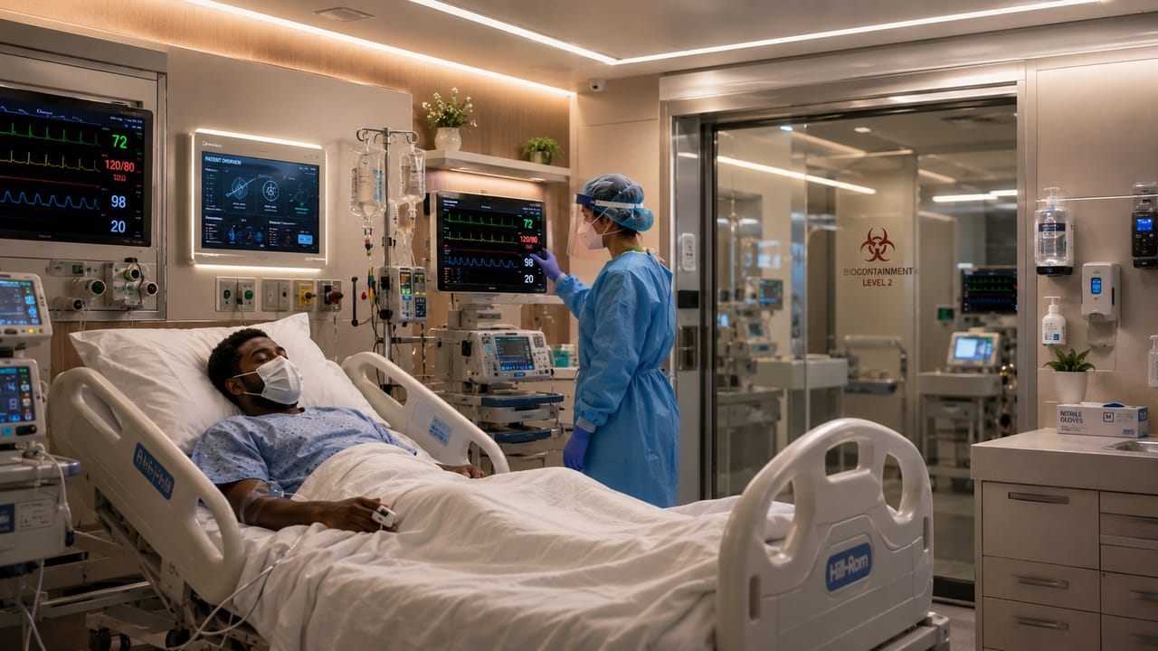 Advanced clinical biocontainment unit room in Nebraska hospital Advanced clinical biocontainment unit room in Nebraska hospital