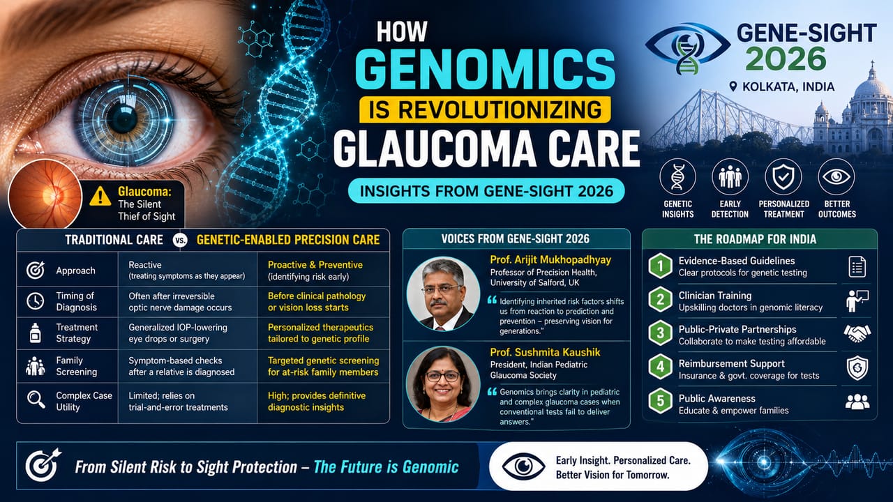 Medical ophthalmologist looking at genetic data for glaucoma diagnosis Medical ophthalmologist looking at genetic data for glaucoma diagnosis